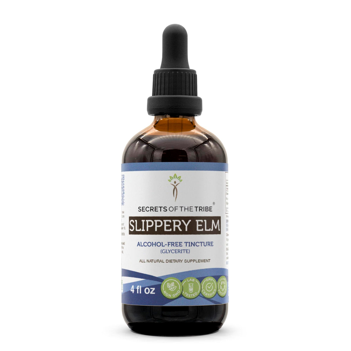Secrets of the Tribe slippery elm bottle front, ideal for daily herbal routines