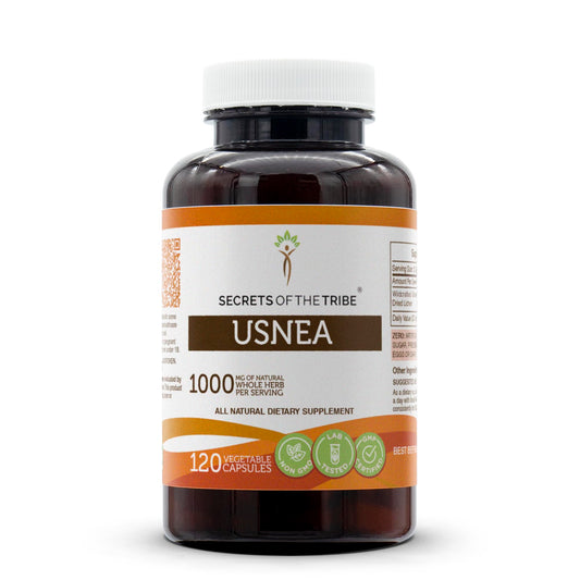 Secrets of the Tribe Usnea bottle pour supports easy daily dosing.