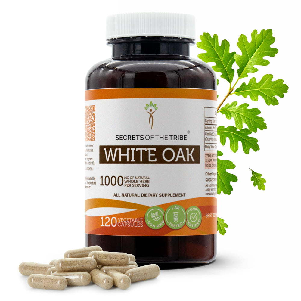 Secrets of the Tribe White Oak Bark Capsules packshot for easy daily use