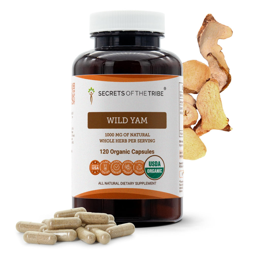 Secrets of the Tribe Wild Yam capsules for plant-based daily wellness.