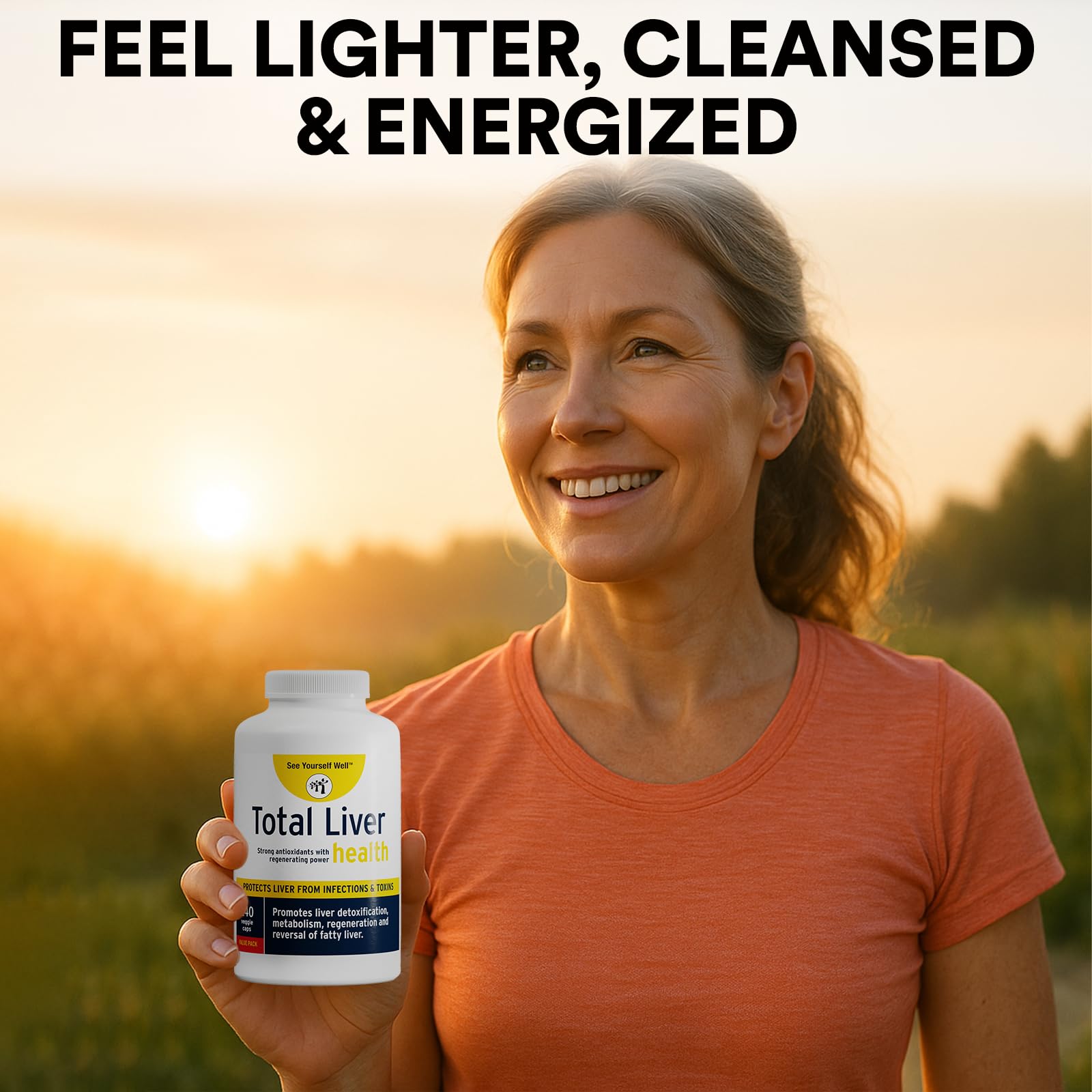See Yourself Well Total Liver Health label close-up highlighting vegan, gluten-free ingredients.