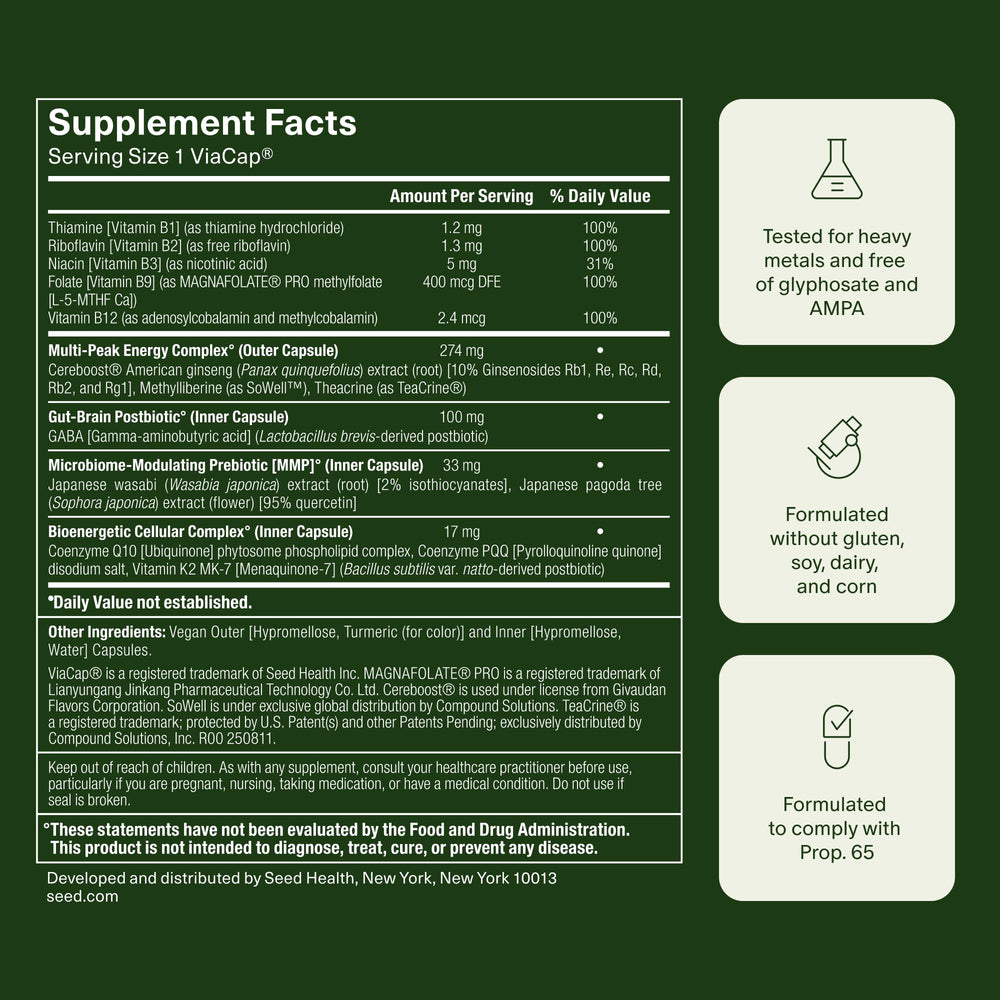 Seed AM-02 30-day supply box on display communicates reliable routine.