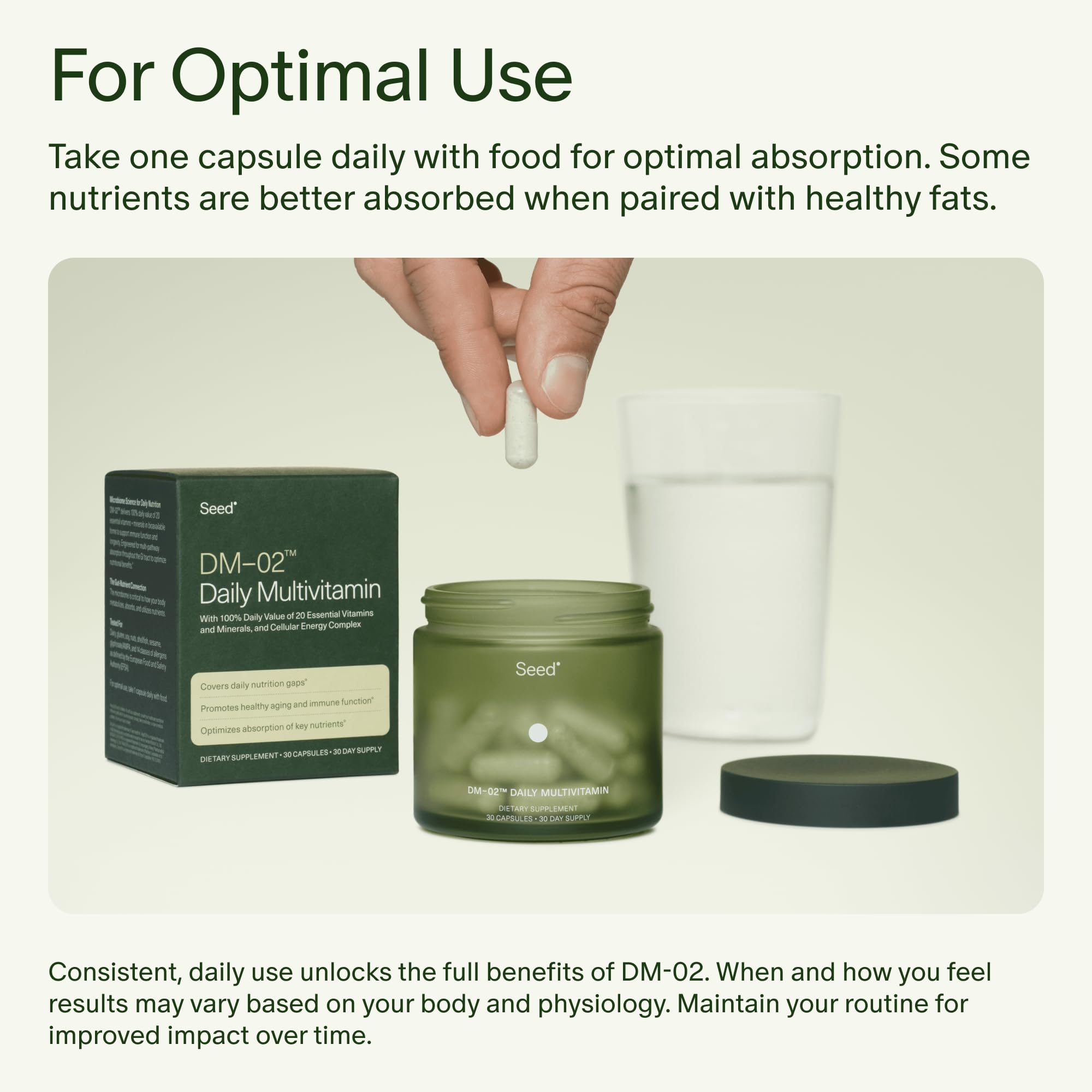 Seed DM-02 bottle on vanity with morning routine.