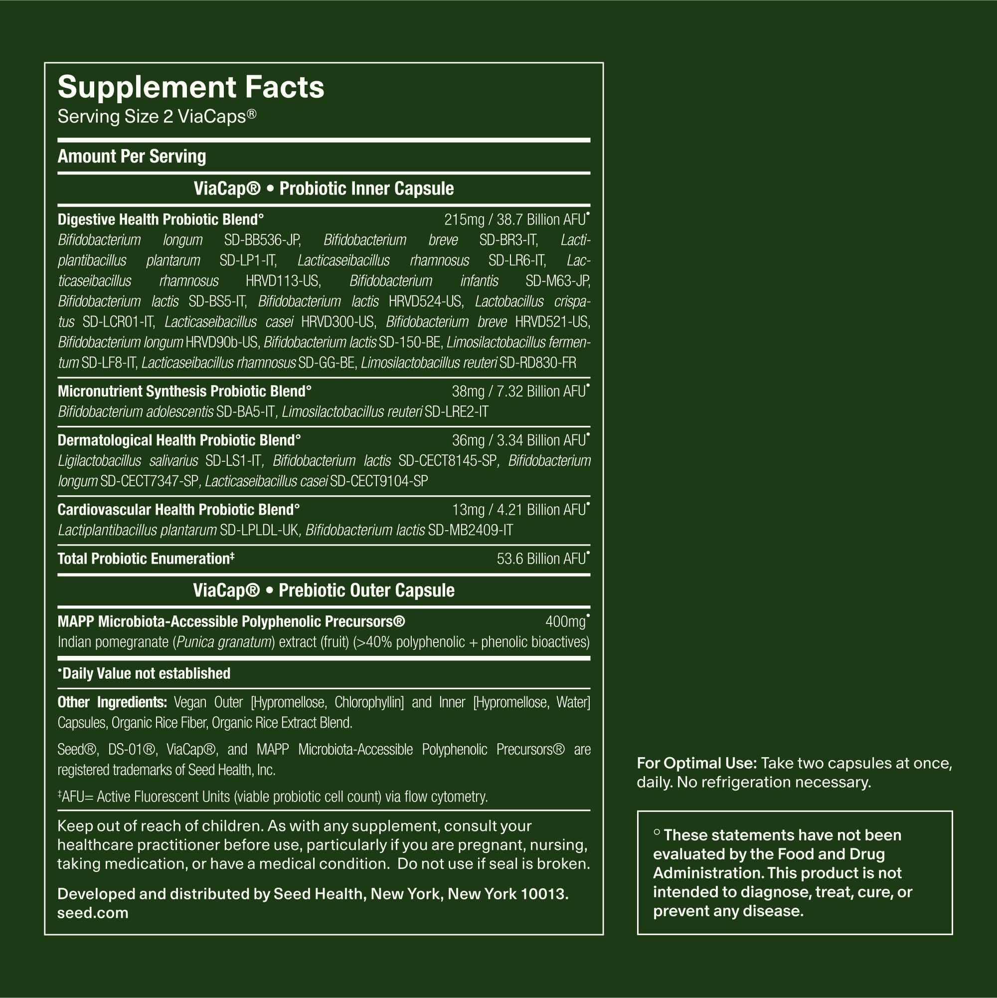 Seed two capsules daily usage visual demonstrating recommended intake