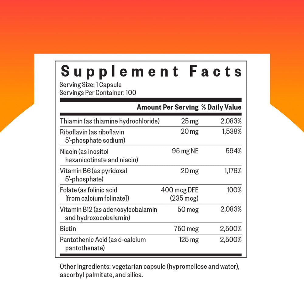 Seeking Health B Complex MF label close-up showing non-methylated B12 and folate.