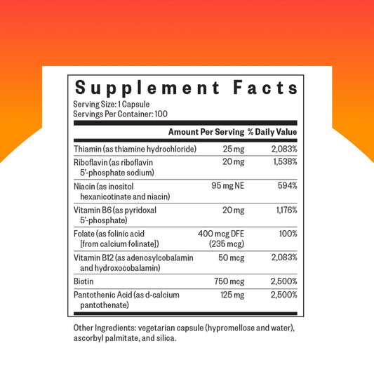 Seeking Health B Complex MF label close-up showing non-methylated B12 and folate.