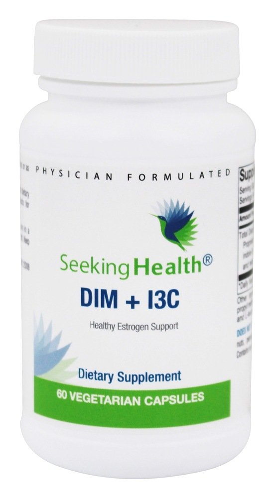 Seeking Health DIM I3C capsules close-up for cellular health support.