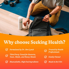 PEAKATP close-up emphasizes optimized cellular energy with Seeking Health.