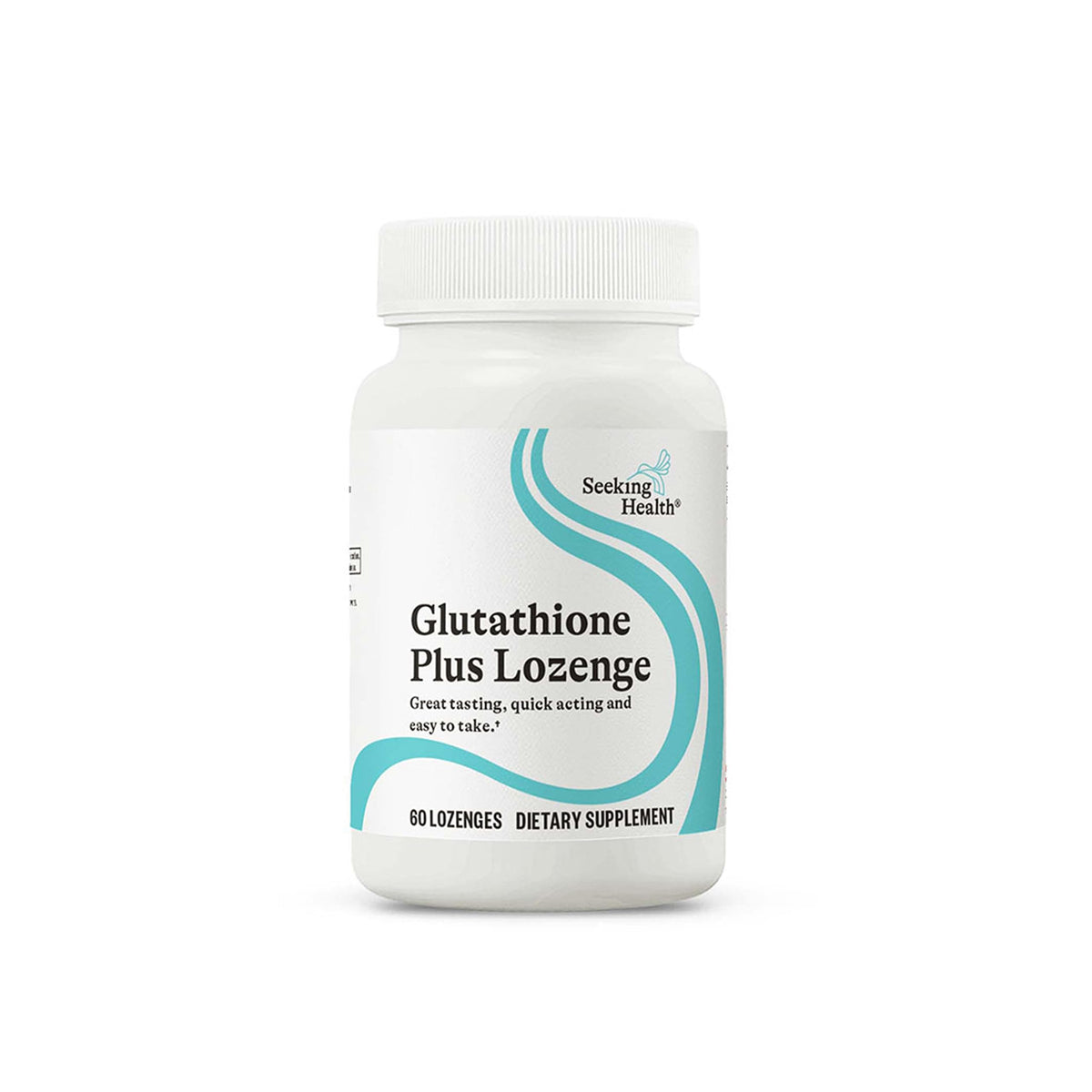 Seeking Health Glutathione Plus lozenge bottle with antioxidant support for immune health.