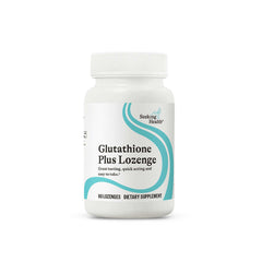 Seeking Health Glutathione Plus lozenge bottle with antioxidant support for immune health.