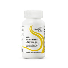 Seeking Health Kids Multivitamin Chewable MF bottle supports daily nutrition for children.