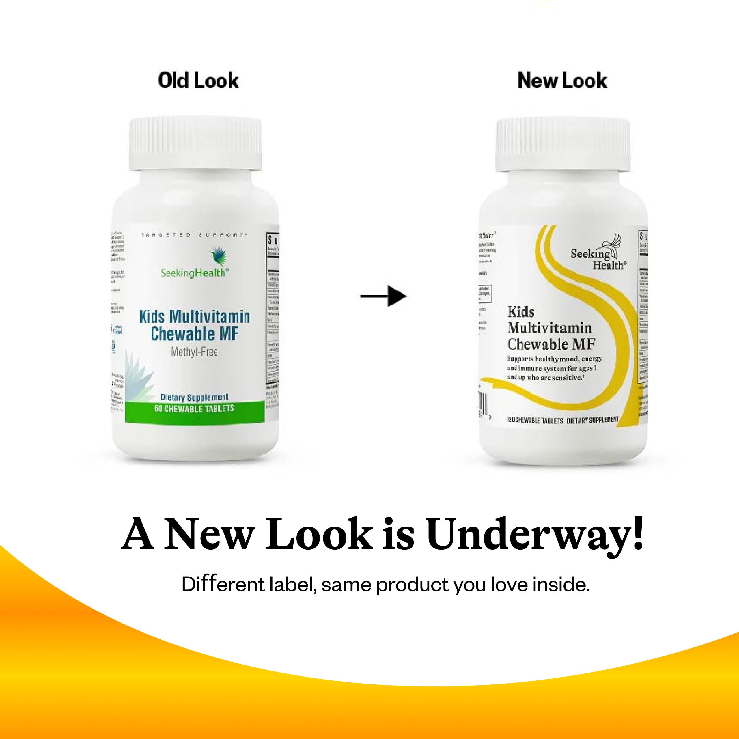 Seeking Health Kids Multivitamin Chewable MF packaging box shown on shelf.