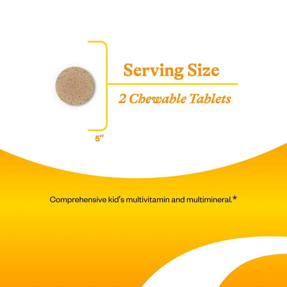 Seeking Health Kids Multivitamin Chewable MF tablets image showcases vegetarian option.