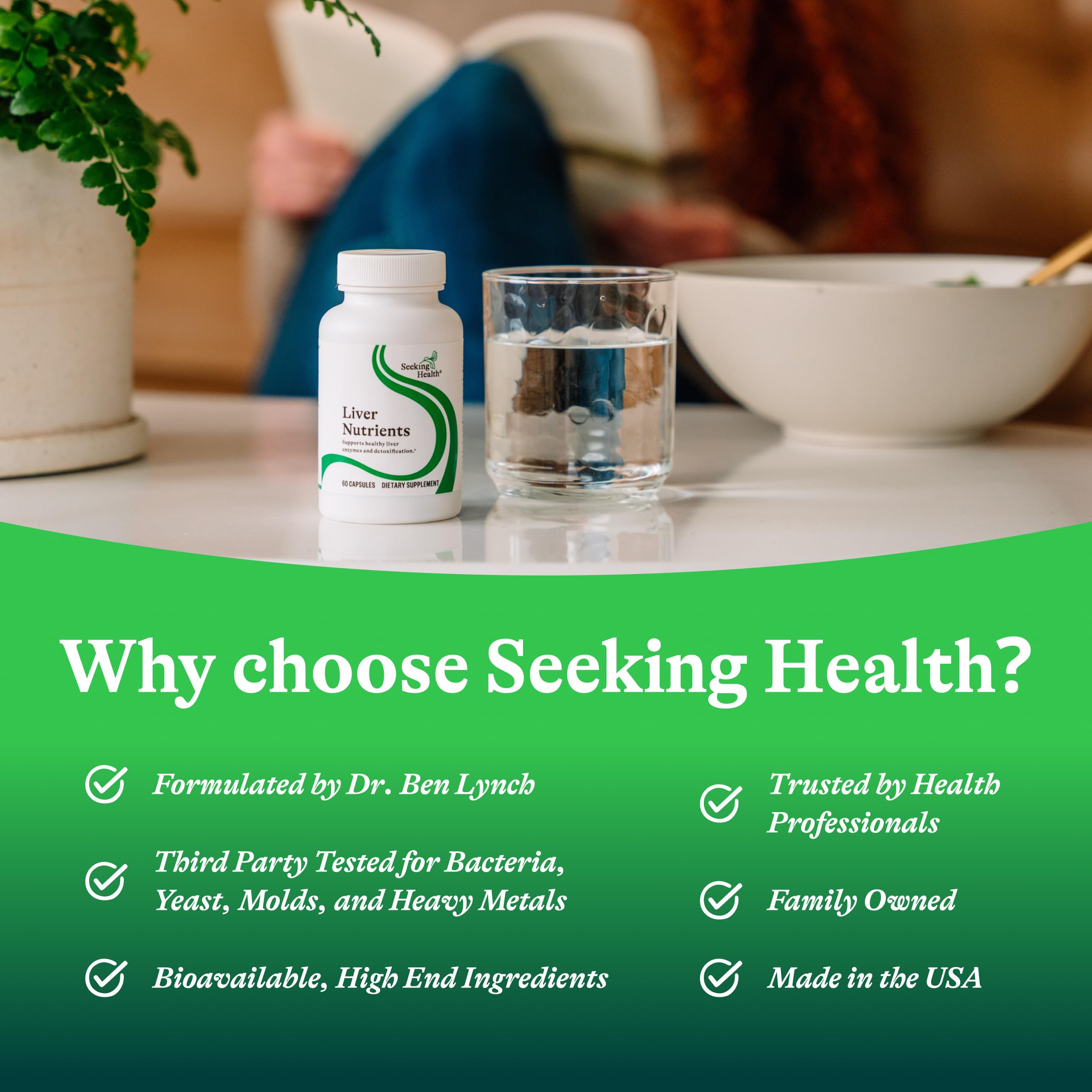Seeking Health Liver Nutrients glass of water for daily use