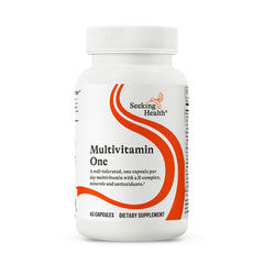 Seeking Health Multivitamin One bottle with capsules for daily nutritional support.