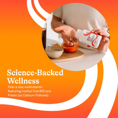 Seeking Health Multivitamin One MF ingredients panel features calcium folinate and B12 forms