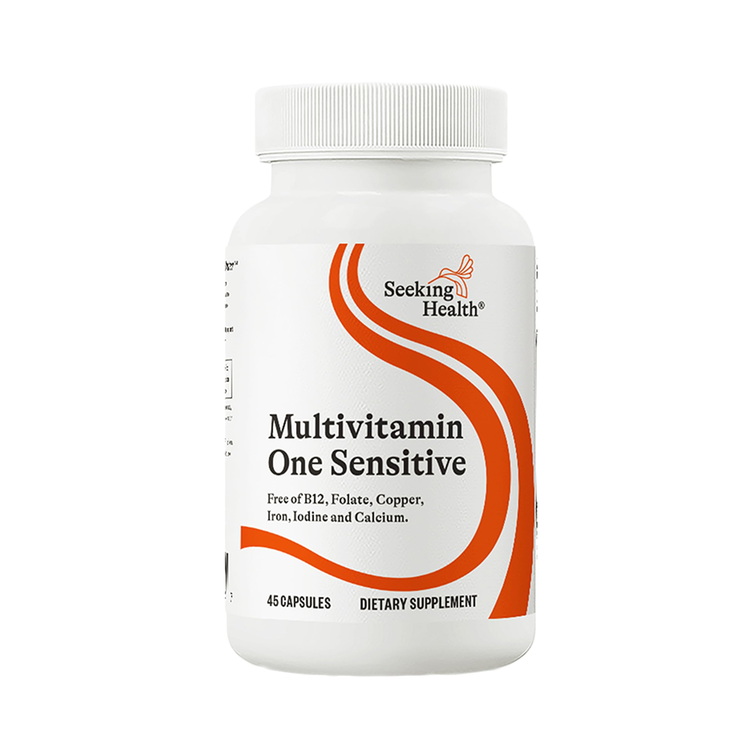 Seeking Health Multivitamin One Sensitive bottle shows gentle daily support.