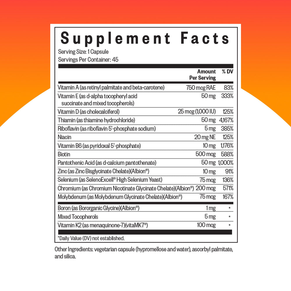 Seeking Health Multivitamin One Sensitive packaging highlights one-a-day convenience.
