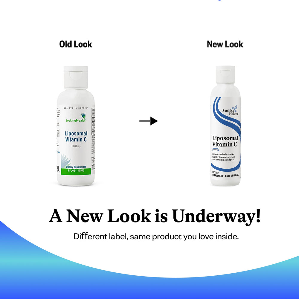 Seeking Health non-GMO gluten-free seal on product packaging.