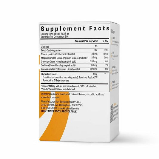 Seeking Health Optimal Electrolyte Sticks stick-pack for convenient on-the-go hydration.