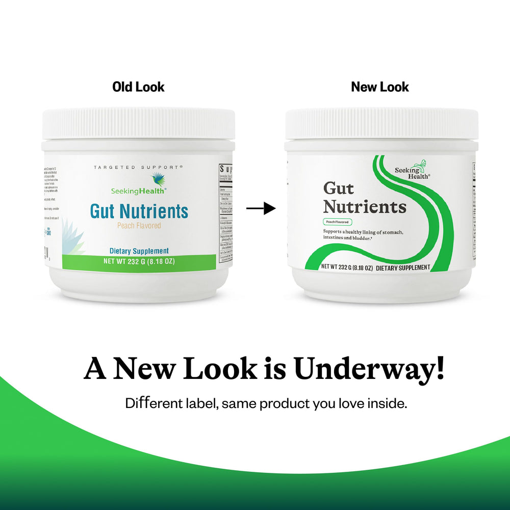 Seeking Health Optimal GI Plus peach packaging emphasizing quality and safety commitment