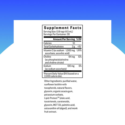 Seeking Health liposomal Vitamin C Lemon Zest liquid pour for daily dosing.