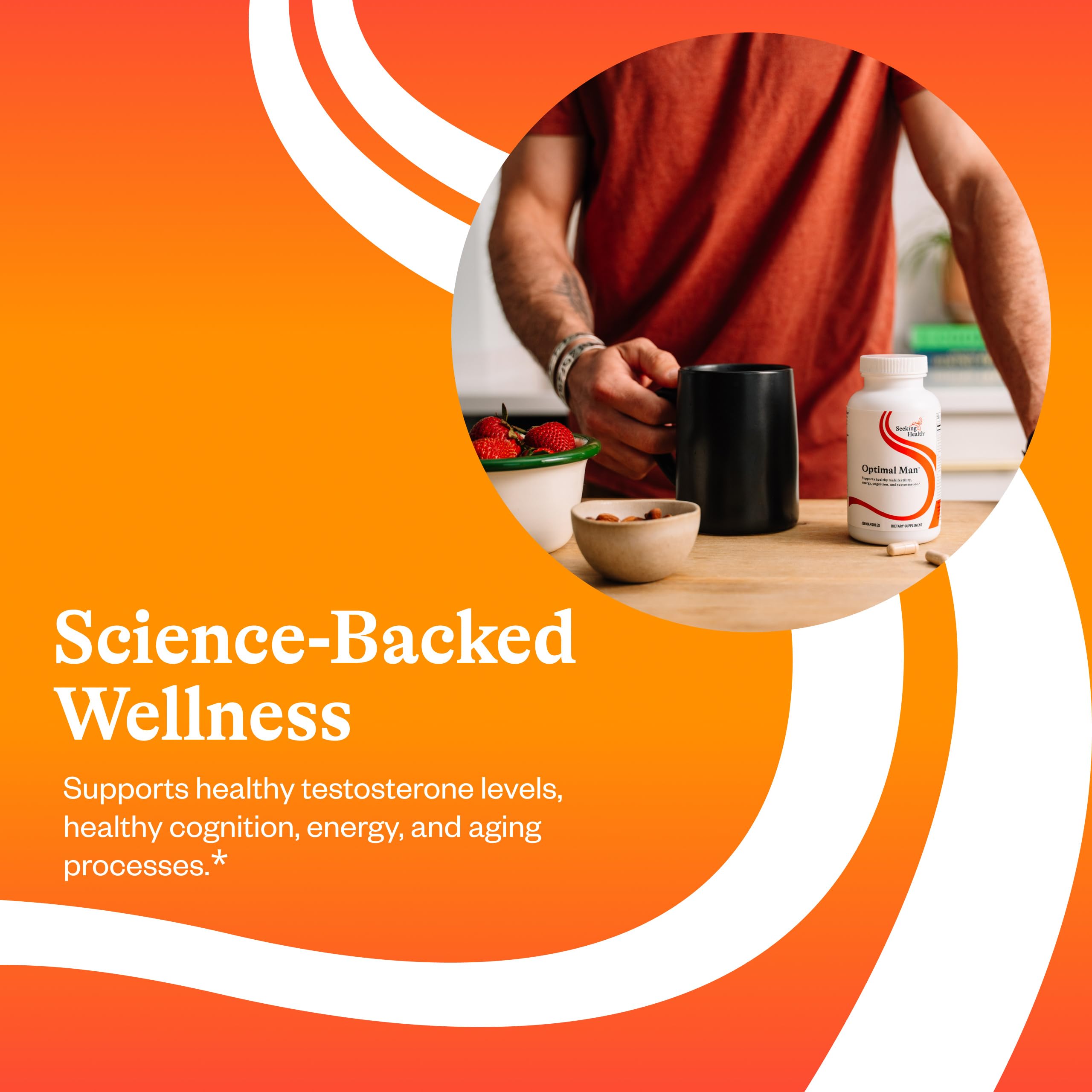 Seeking Health Optimal Man label ingredients with maca and ginseng notes