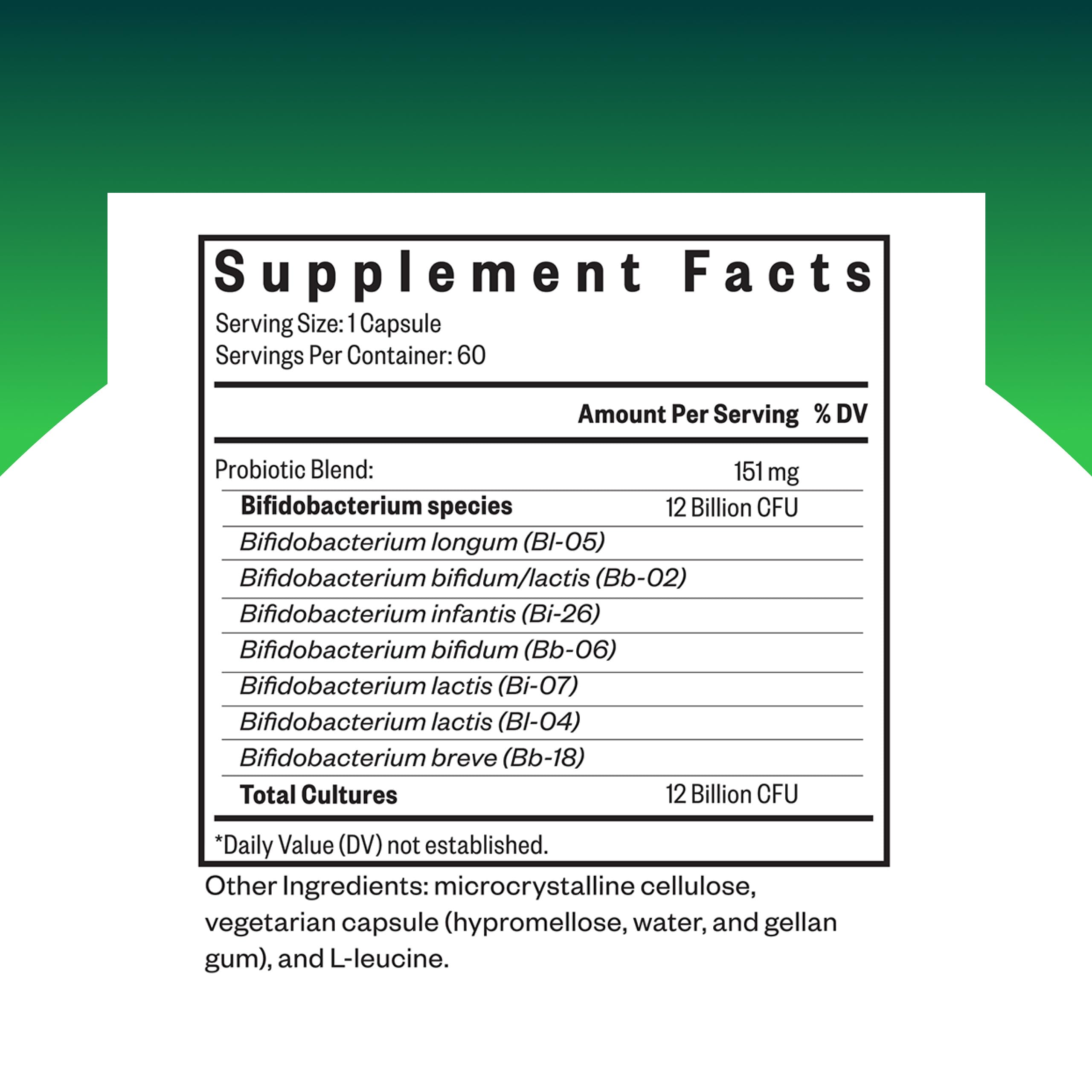 Seeking Health ProBiota bifidobacterium capsules closeup shows pure bifidobacteria