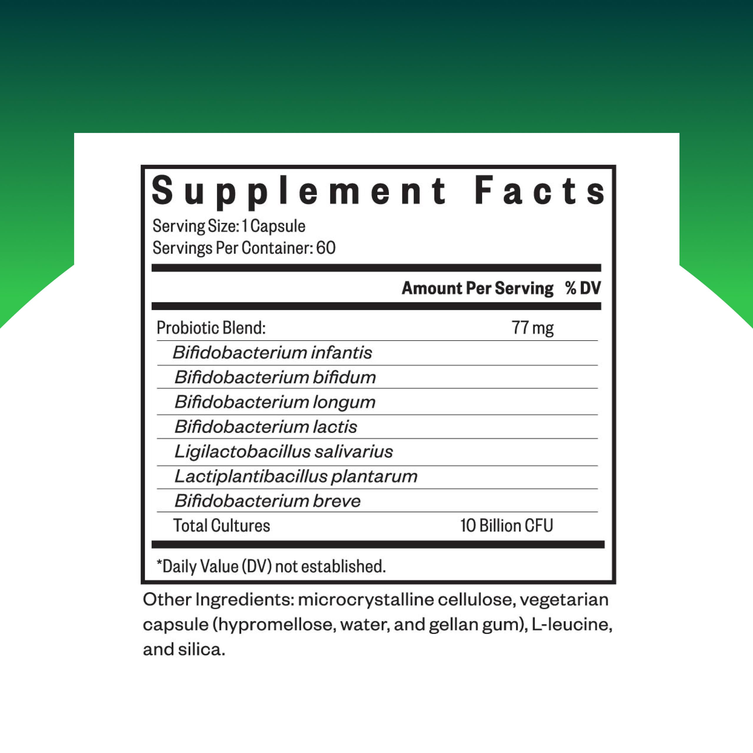 Closeup of ProBiota HistaminX capsules, highlighting vegetarian formula for gut health.