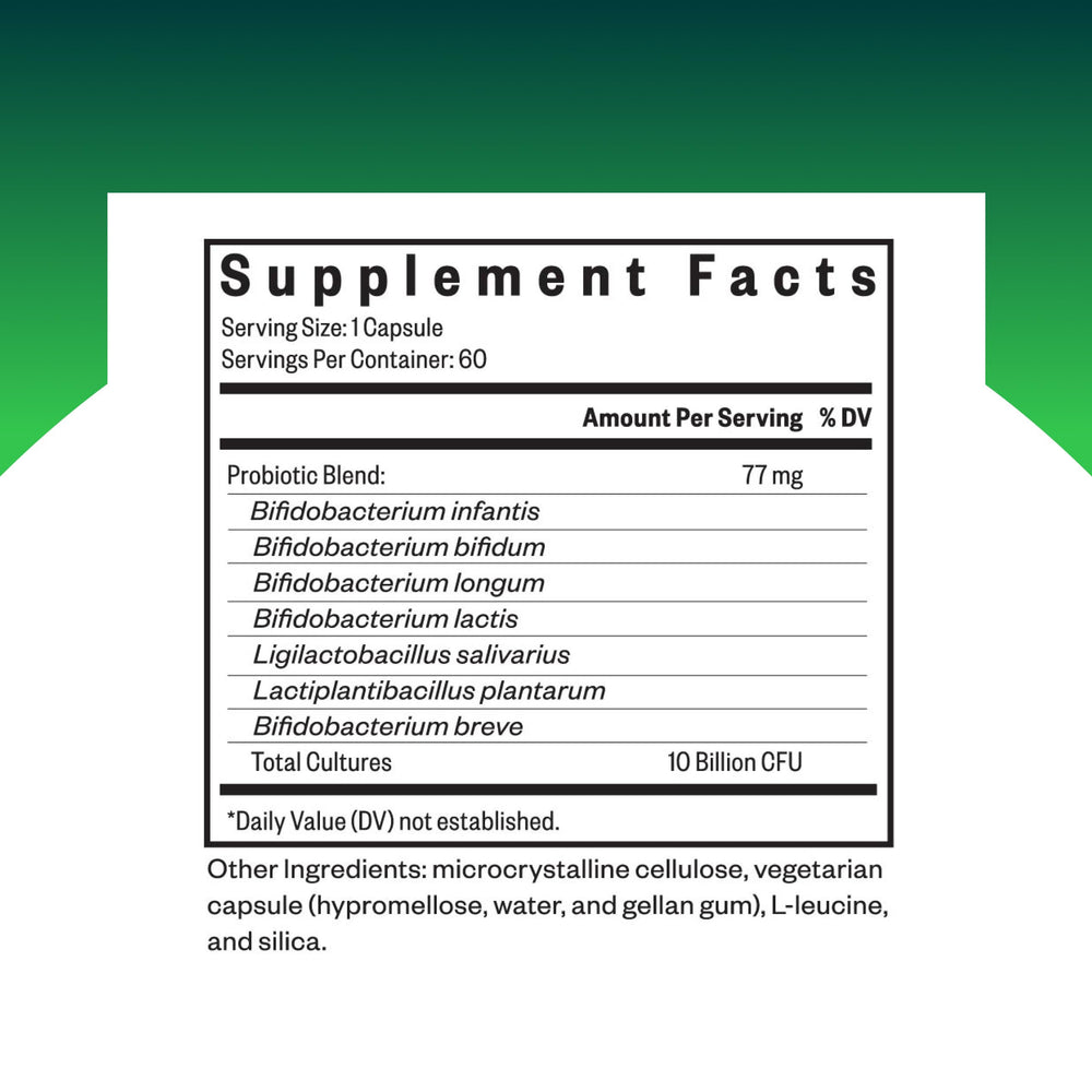Closeup of ProBiota HistaminX capsules, highlighting vegetarian formula for gut health.