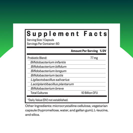 Closeup of ProBiota HistaminX capsules, highlighting vegetarian formula for gut health.