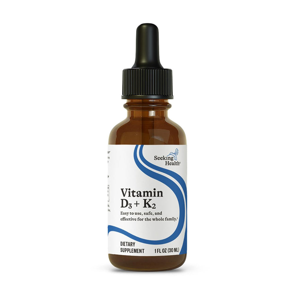Seeking Health Vitamin D3+K2 Drops bottle for daily immune and bone support.