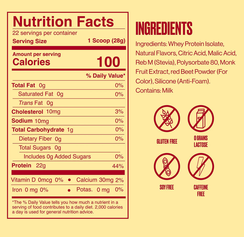 Sugar-free icon emphasizes zero sugar in the formula