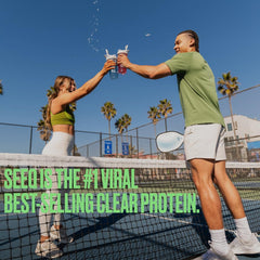 SEEQ Clear Whey Isolate Watermelon Wave foam topping suggests light, drinkable texture