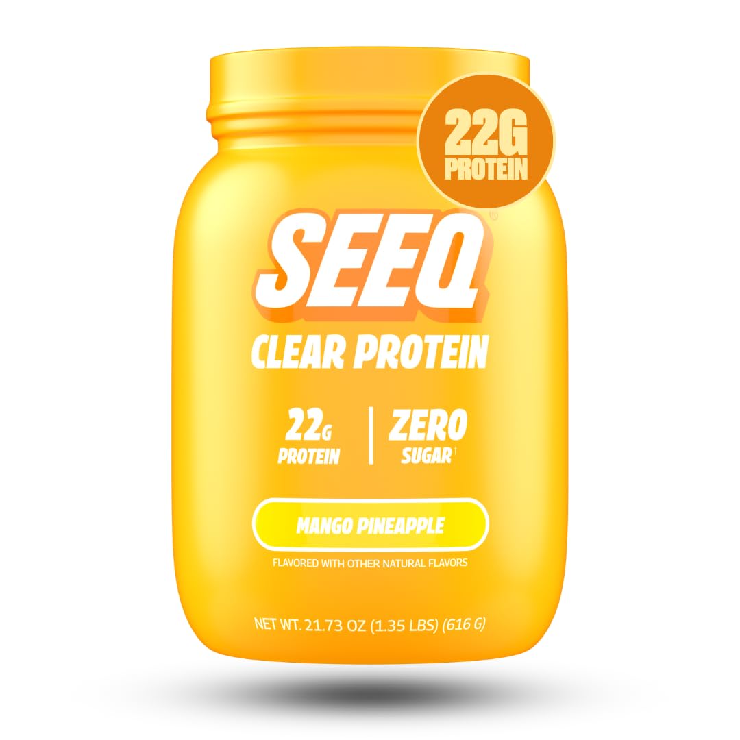 SEEQ Clear Whey Mango Pineapple scoop for quick post-workout protein.
