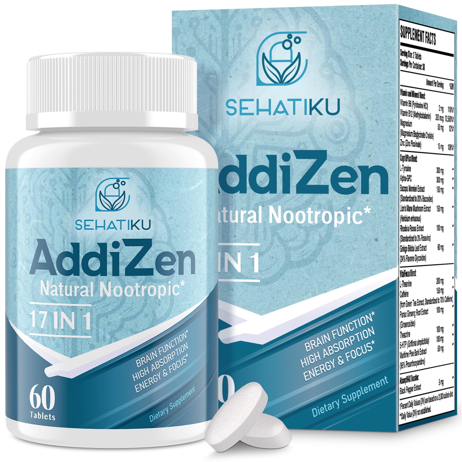 SehatiKu 17-in-1 brain supplement packaging supports easy daily routine.
