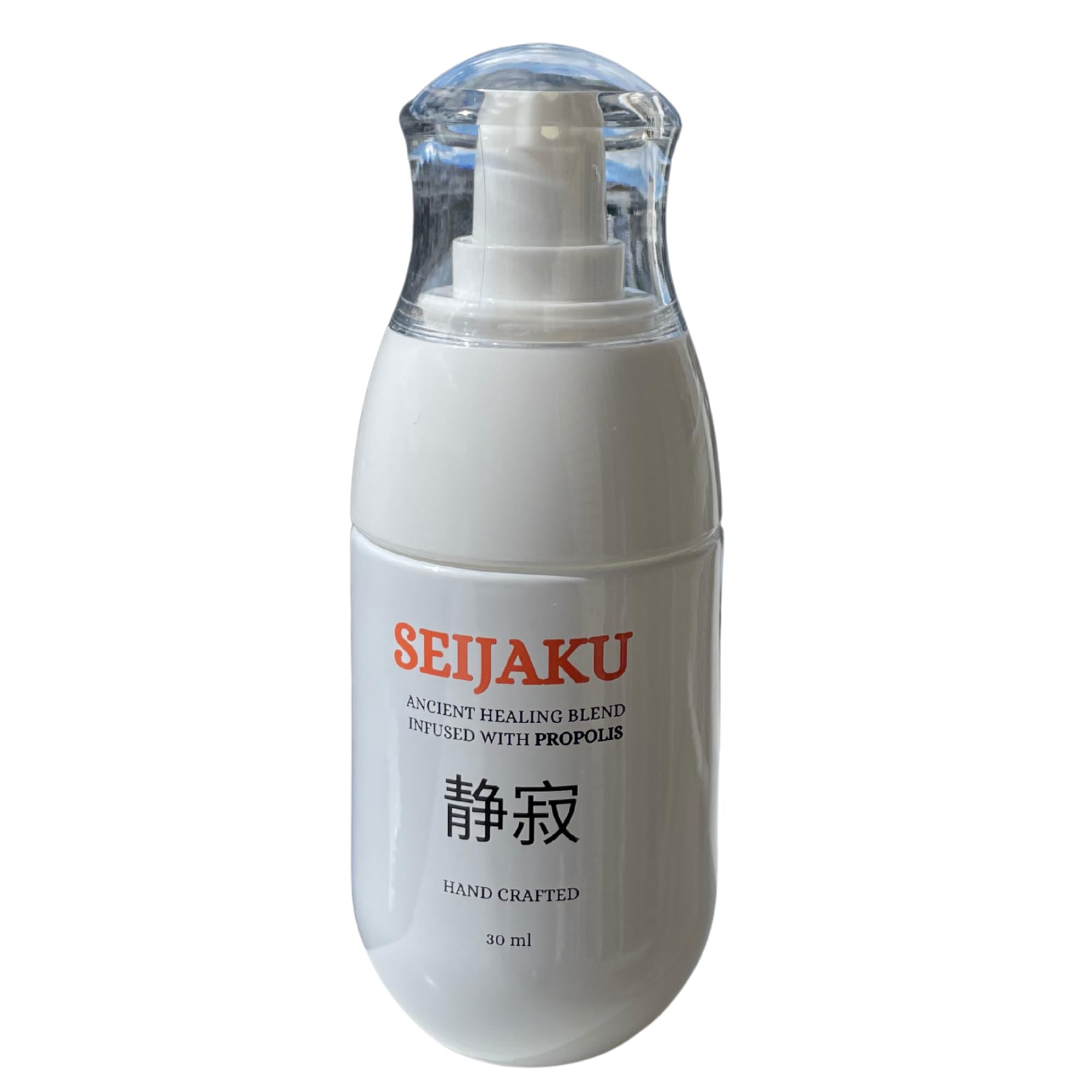 Seijaku ancient healing blend bottle in a glass container for discreet home use