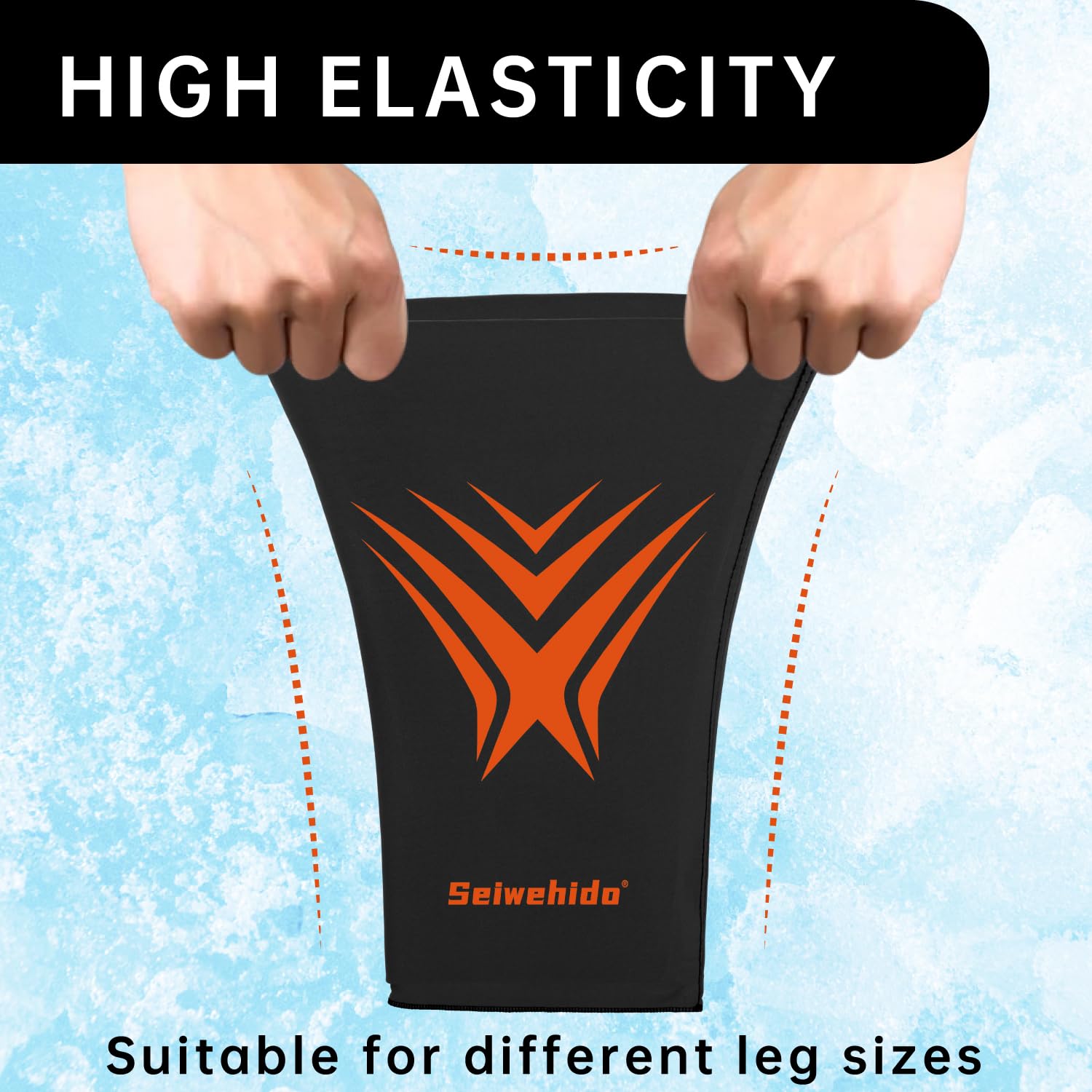 seiwehido extended-design knee wrap covers more of the joint for a secure fit.