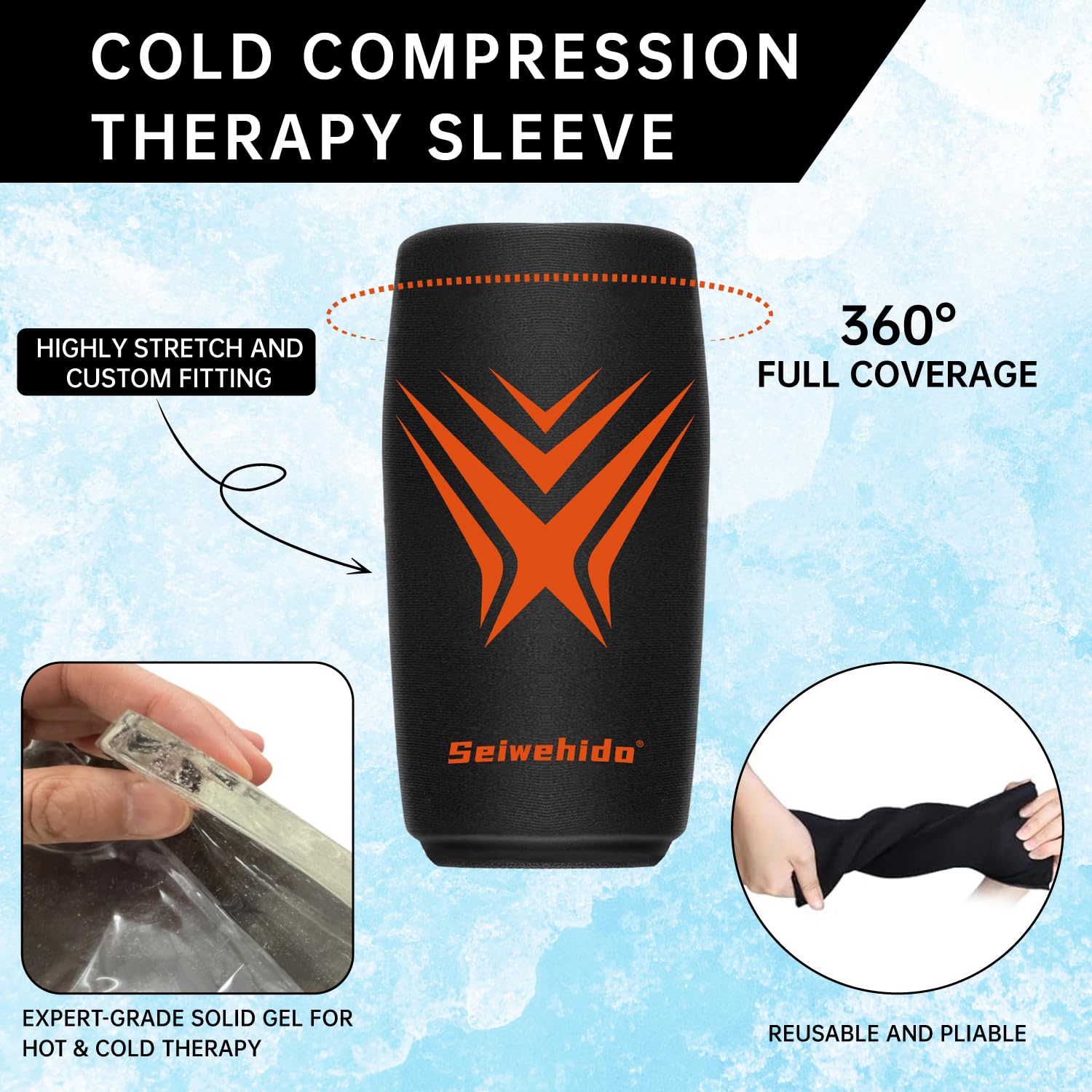 seiwehido knee gel pack inside shows durable solid-gel construction for reliable cooling.