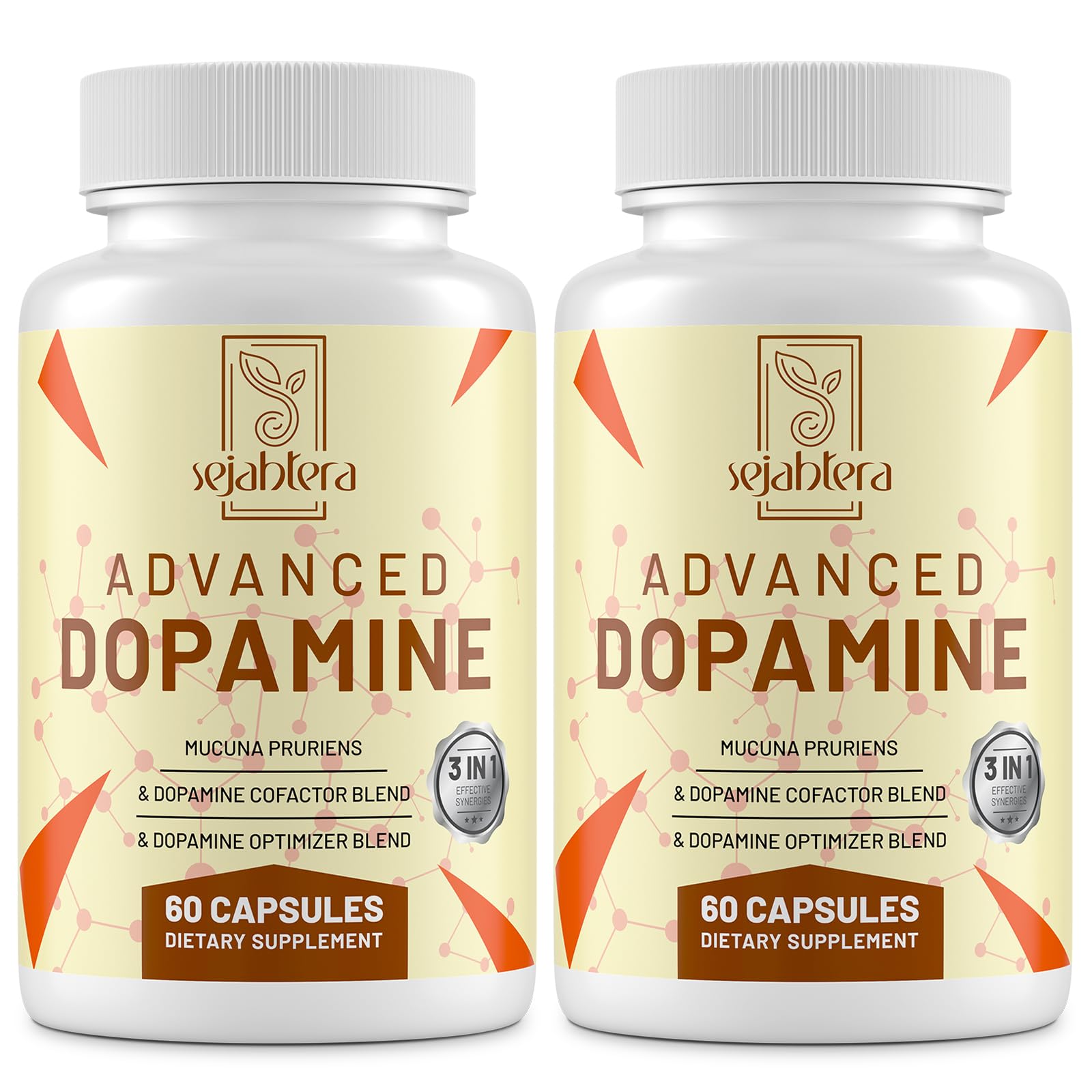Sejahtera Dopamine Supplement bottle for daily wellness and mood support.