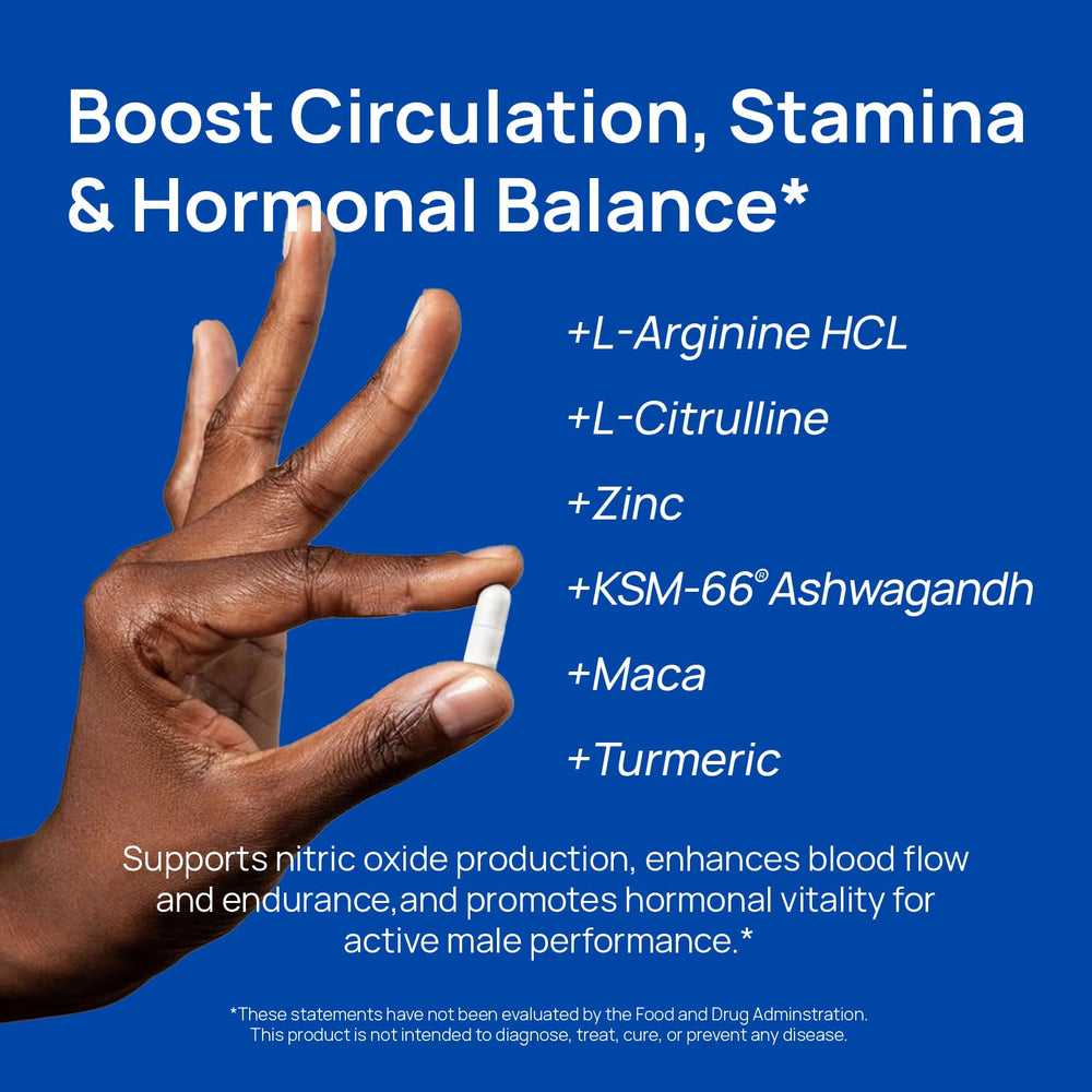 L-Arginine and L-Citrulline ingredients shown for nitric oxide support
