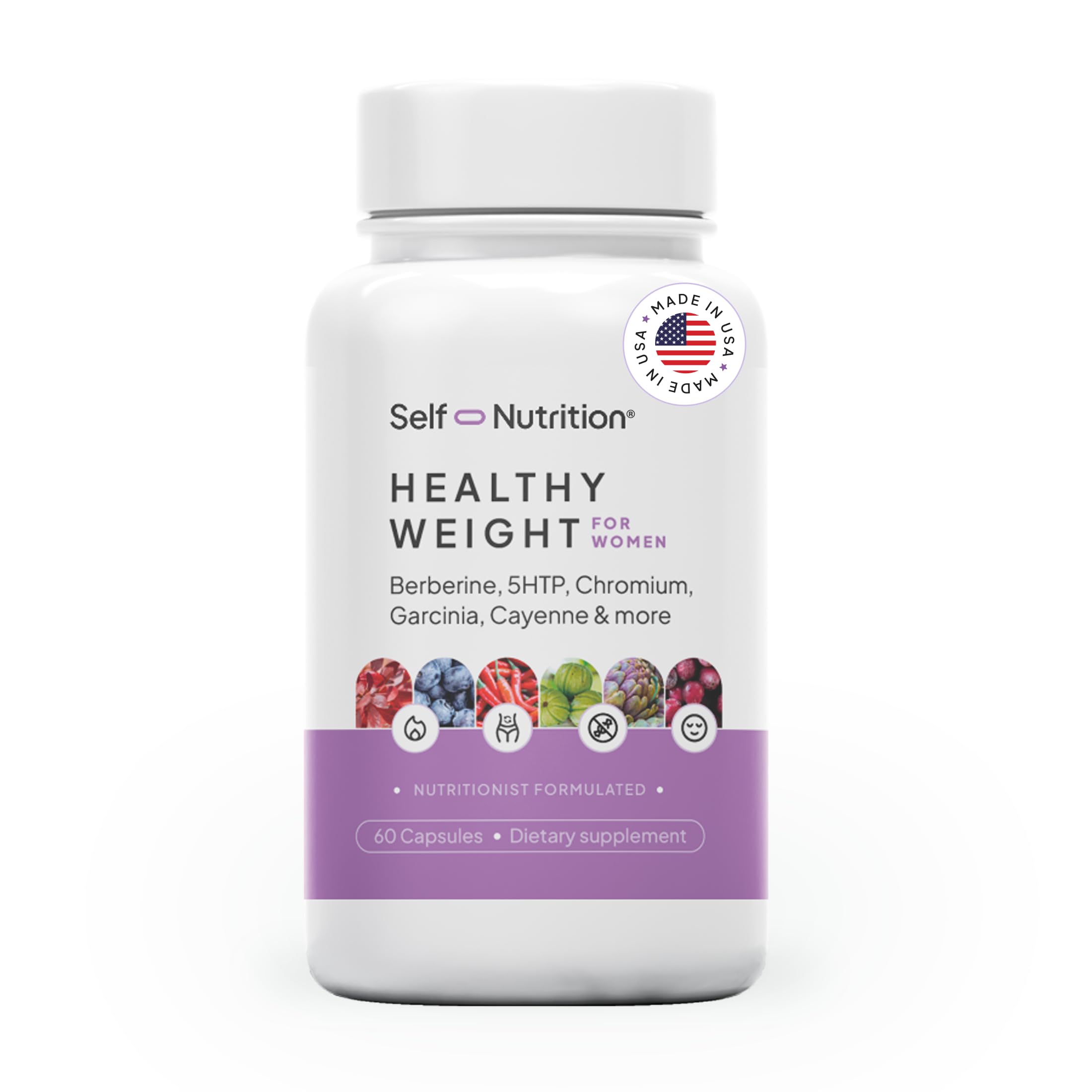 Self Nutrition weight loss bottle front for daily vegan supplement use