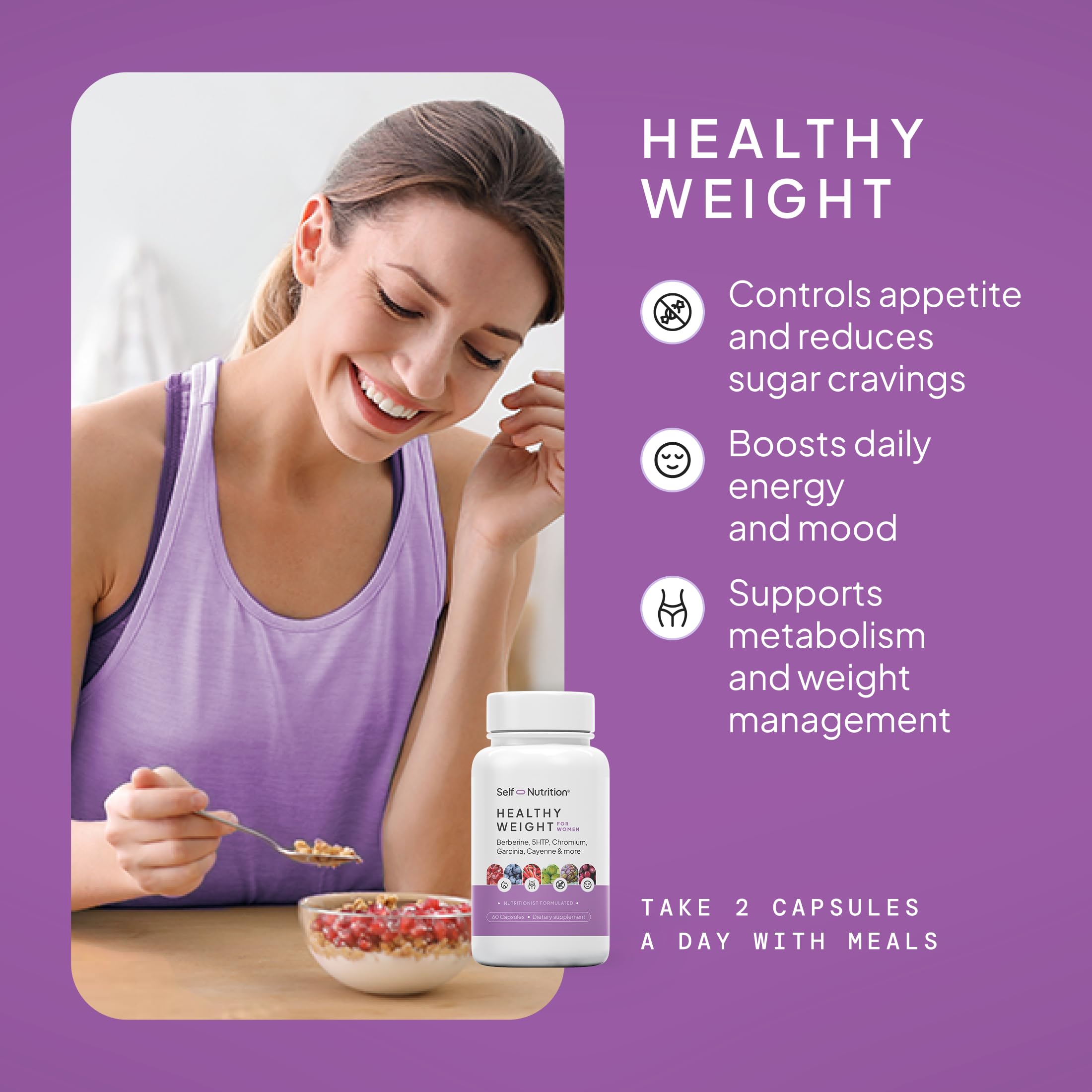Self Nutrition capsules close up showing easy daily dose