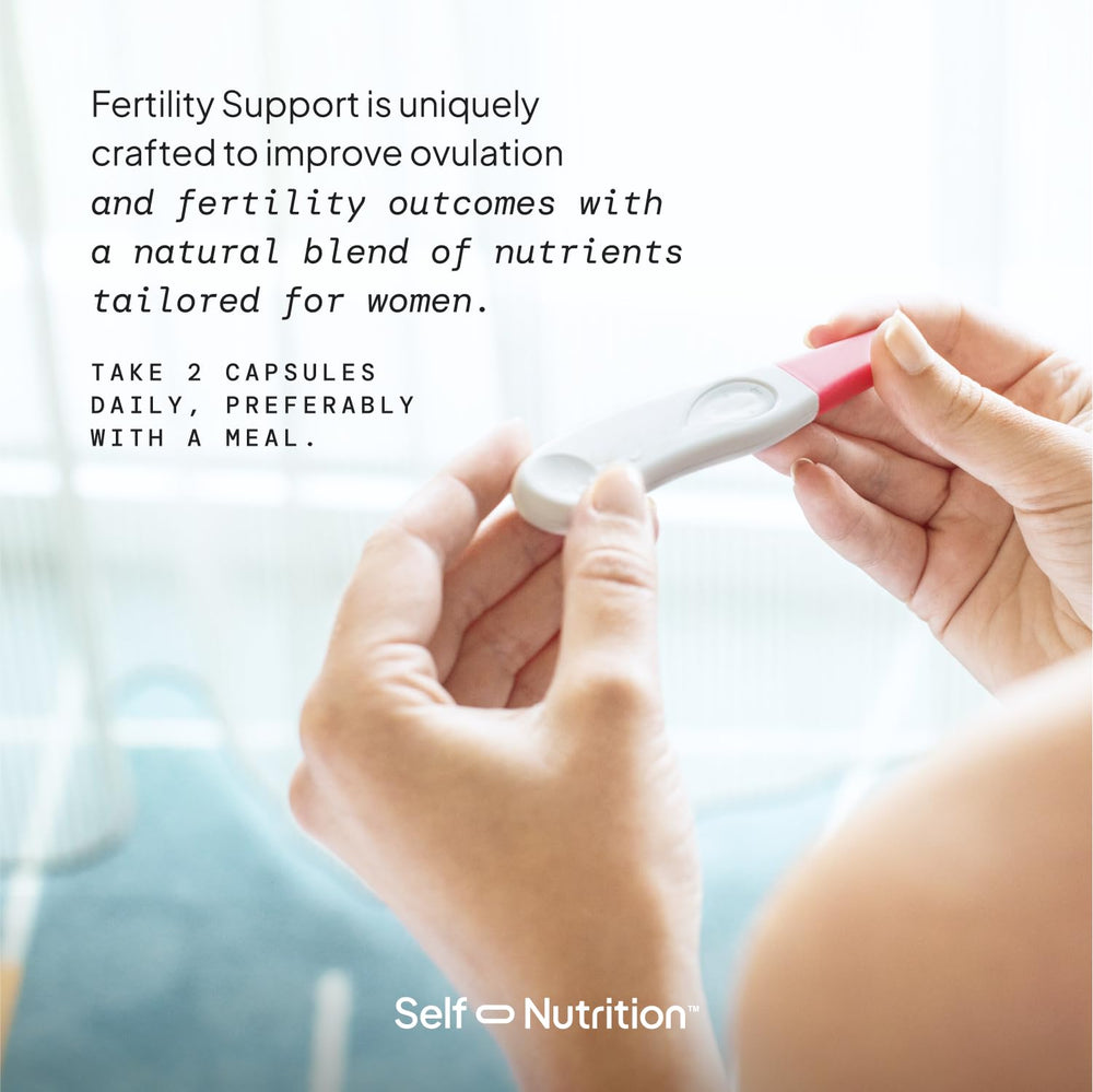 Self Nutrition Fertility Support ingredient list highlighting Myo-Inositol and CoQ10.