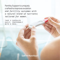 Self Nutrition Fertility Support ingredient list highlighting Myo-Inositol and CoQ10.