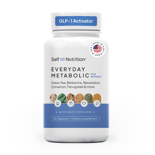 SELF NUTRITION GLP-1 Berberine bottle shows appetite-support packaging.