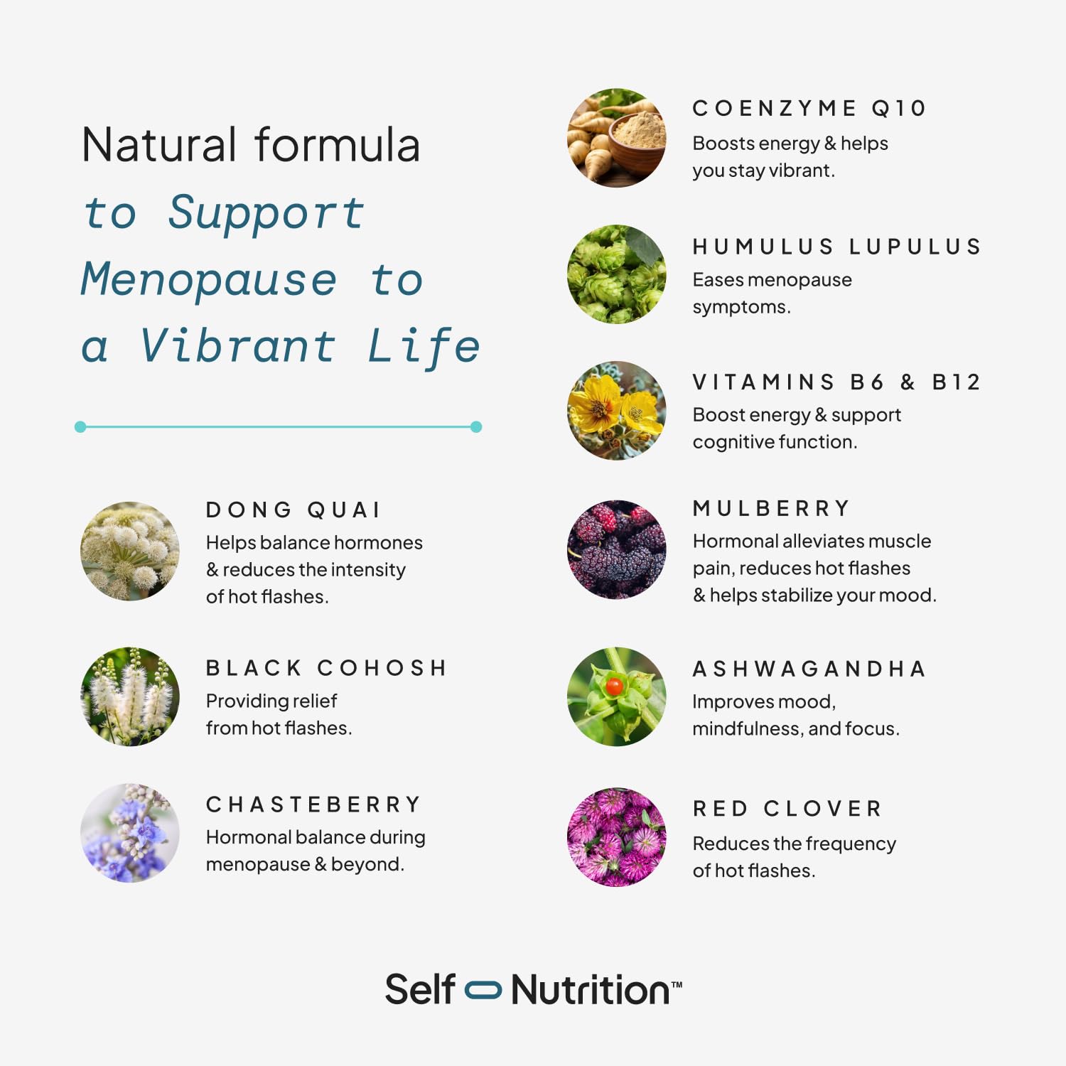 SELF NUTRITION menopause mood balance capsule image highlights support for everyday calm.