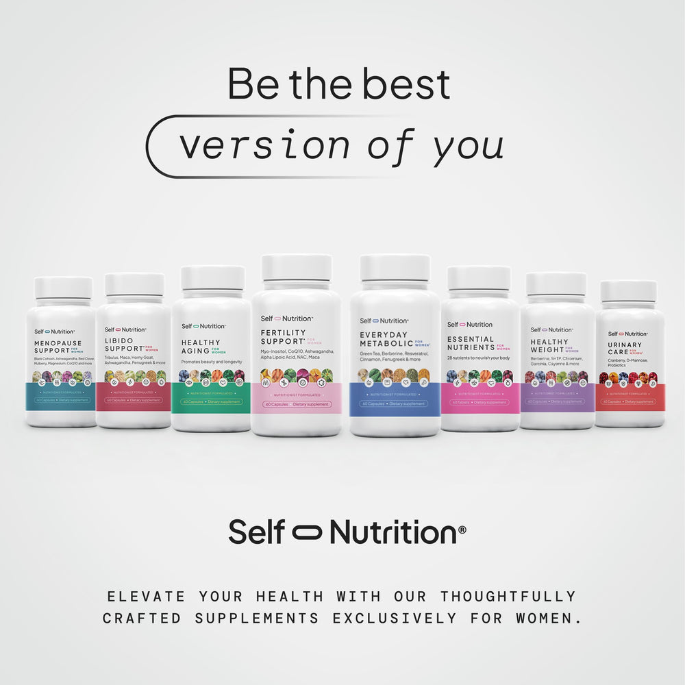 SELF NUTRITION menopause women-owned-brand banner emphasizes expert, women-focused formulation.