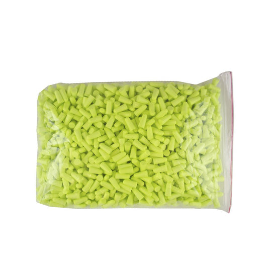 Sellstrom foam ear plugs bullet shape in hi-vis green for noise reduction and comfort.