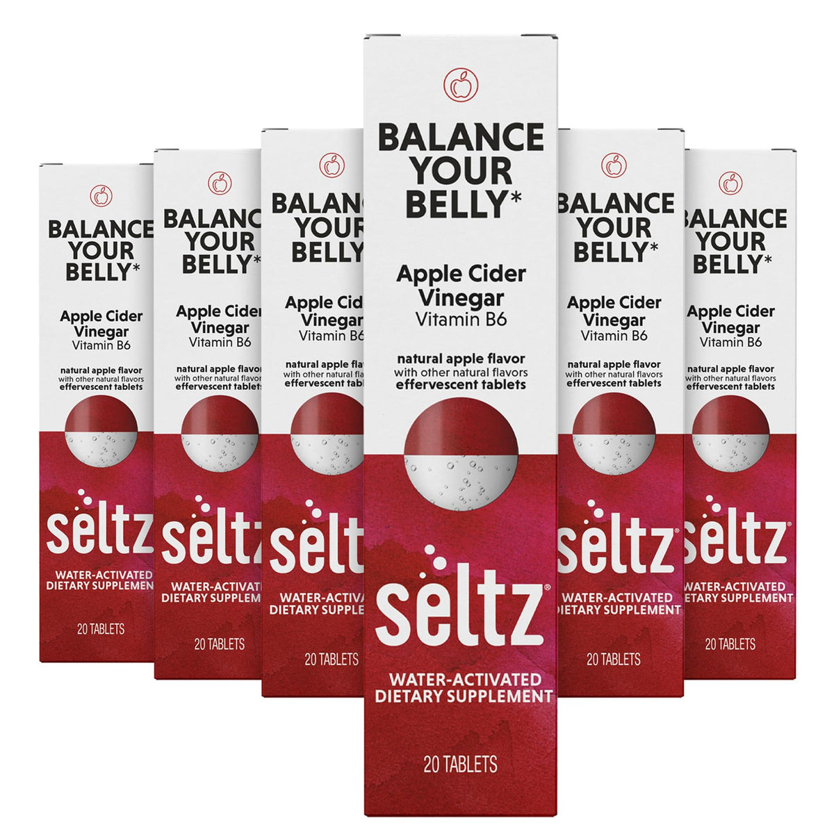 Seltz Balance Your Belly tablet dissolving in water for a refreshing digestive support drink